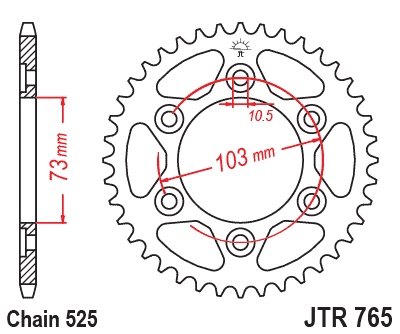 Foaie spate JT JTR 765-42ZBK 42T, 525 Black Zinc - Img 2