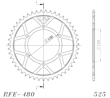Foaie spate SUPERSPROX RFE-480:45-BLK Negru 45T, 525 - Img 2
