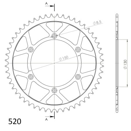 Kit de lant EK - Argintiu lant 520 MRD, Non-sealed, pinion fata SUPERSPROX, foaie spate SUPERSPROX pentru YAMAHA WR 450 F 2007-2025 - Img 5