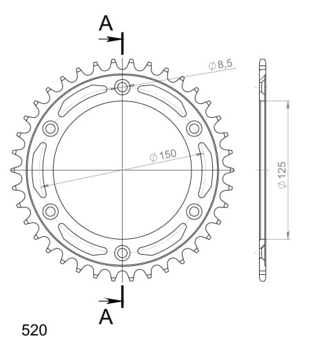 Kit de lant EK - Negru lant 520 MVXZ, X-Ring, pinion fata JT cauciucat, foaie spate SUPERSPROX pentru KTM SMC 660 2003-2004 - Img 5