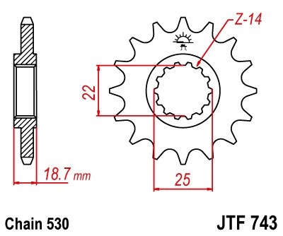 Pinion fata JT JTF 743-15RB 15T, 530 rubber cushioned - Img 2
