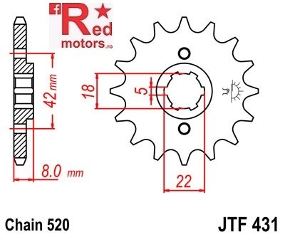 Pinion fata JTF 431 cu 14 dinti
