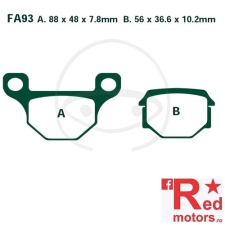 Placute frana fata sinterizate ALTN 88x48x7.8/56x36.6x10.2 EBC FA93 pentru AJP PR4 125 Enduro, Aprilia RS4 50, Derbi Atlantis 25, Motorhispania KN1 125, Rex RS 125, TGB 309 25