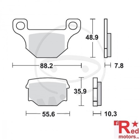 Placute frana fata STD TRW ALTN 88.2x48.9x7.8/55.6x35.9x10.3 pentru AJP PR4 125 Enduro, PR4 200, Aprilia RS4 50, Derbi Senda 125, Pegasus Corona 25, Motorhispania KN1 125, Rieju MRT 50