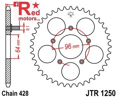 Foaie/pinion spate JTR1250.48 428 cu 48 de dinti