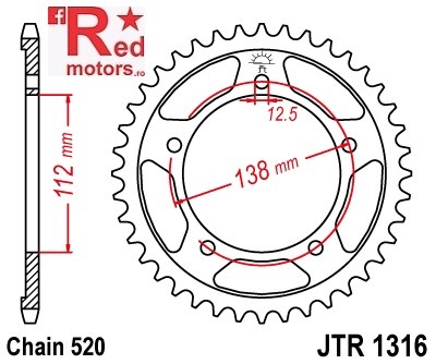 Foaie/pinion spate JTR1316.41 41T cu 41 de dinti pentru Honda CB 500