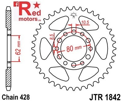 Foaie/pinion spate JTR1842.51 428 cu 51 de dinti pentru Yamaha DT 175, XT 350