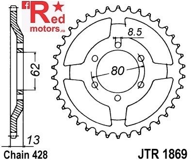 Foaie/pinion spate JTR1869.45 428 cu 45 de dinti