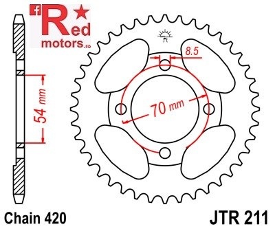 Foaie/pinion spate JTR211.41 420 cu 41 de dinti pentru Honda C 90