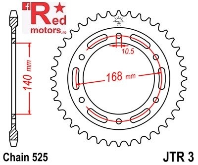 Foaie/pinion spate JTR3.47 525 cu 47 de dinti pentru Kawasaki ZZR 1400