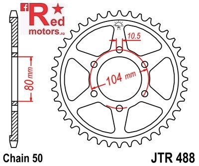 Foaie/pinion spate JTR488.39 530 cu 39 de dinti pentru Kawasaki Z 400, Z 550, Z 650, Z 750, ZRX 1200