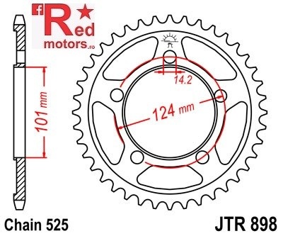 Foaie/pinion spate JTR898.42 525 cu 42 de dinti pentru KTM RC8 1190, Super Duke 990