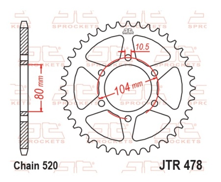 Foaie spate JT JTR 478-54 54T, 520 - Img 3