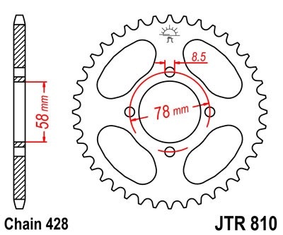 Kit de lant D.I.D Chain - Argintiu lant 428 VX, X-Ring, pinion fata SUPERSPROX, foaie spate JT pentru SUZUKI GN 125 1999-2000 - Img 5