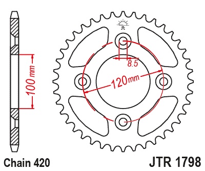 Kit de lant EK - Argintiu lant 420 DEH, Non-sealed, pinion fata JT, foaie spate JT pentru YAMAHA YZ 65 2018-2025 - Img 5