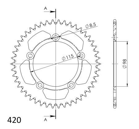 Kit de lant EK - Argintiu lant 420 SH, Non-sealed, pinion fata SUPERSPROX, foaie spate SUPERSPROX pentru KTM SX 65 1998-2002 - Img 4