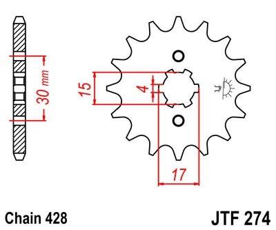 Kit de lant EK - Argintiu lant 428 SHDR, Non-sealed, pinion fata JT, foaie spate JT pentru HONDA XR 100 R 1985-2003 - Img 3
