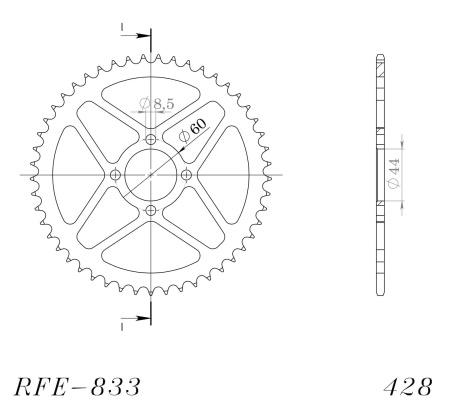 Kit de lant EK - Argintiu lant 428 SHDR, Non-sealed, pinion fata SUPERSPROX, foaie spate SUPERSPROX pentru YAMAHA TT-R 125 2000-2001 - Img 4
