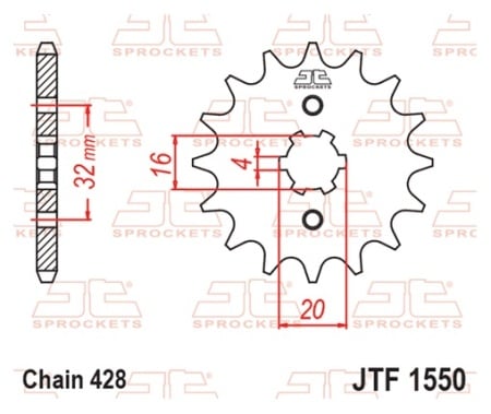 Kit de lant EK - Argintiu lant 428 SRO, O-ring, pinion fata JT, foaie spate SUPERSPROX pentru YAMAHA YZF-R 125 2008-2018 - Img 4
