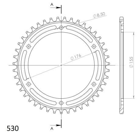 Kit de lant EK - Argintiu lant 530 SRX, X-Ring, pinion fata SUPERSPROX, foaie spate SUPERSPROX pentru TRIUMPH Daytona 955i 2001-2002 - Img 5