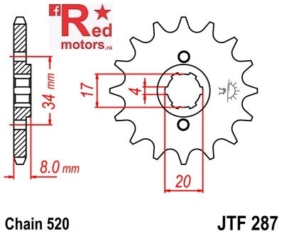 Pinion fata JTF 287 cu 15 dinti