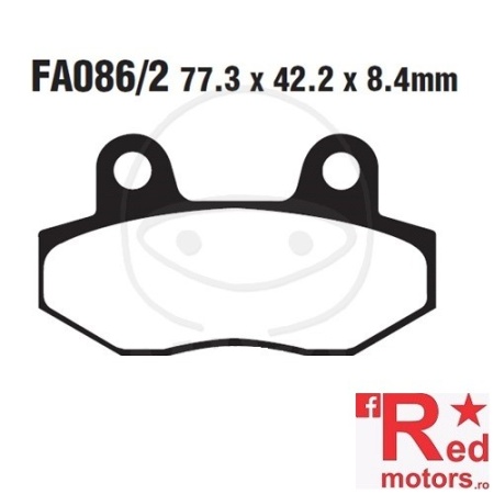Placute frana fata sinterizate ALTN 77.3x42.2x8.4 EBC FA86/2 pentru Hyosung Boomer 125, GT 125, GT 250, GT 650, GV 125, ST 700