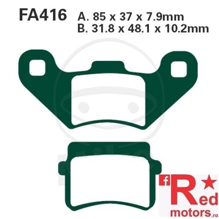 Placute frana fata STD EBC 85x37x7.9/31.8x48.1x10.2 FA416 pentru Adly/Herchee Sport 300, Motorhispania Duna 125, MH10 50, MH10 125, RYZ 50