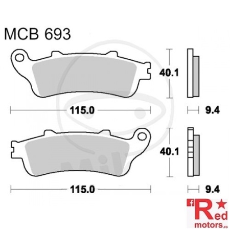 Placute frana fata STD TRW ALTN 115x40.1x9.4/115x40.1x9.4 MCB693 pentru Honda FES 125, FES 250, FJS 600, NT 700