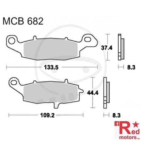 Placute frana fata STD TRW ALTN 133.5x37.4x8.3/109.2x44.4x8.3 MCB682 pentru CFMOTO NK 650, Kawasaki ER 500, ER-6N 650, VN 800, Suzuki DL 650, DL 1000