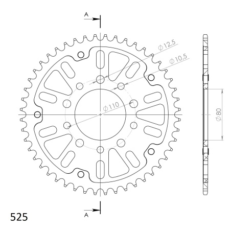 Rear sprocket SUPERSPROX STEALTH RST-1332:45-GLD auriu 45T, 525 - Img 2
