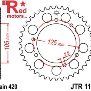 Foaie/pinion spate JTR1131.52 420 cu 52 de dinti pentru Aprilia RX 50, Derbi Senda 50