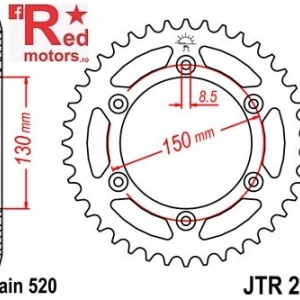 Foaie/pinion spate JTR251.49 520 cu 49 de dinti pentru Yamaha WR 250, WR 400, WR 450, YZ 125