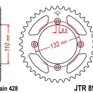 Foaie spate JT JTR 895-49ZBK 49T, 428 Black Zinc - Img 2