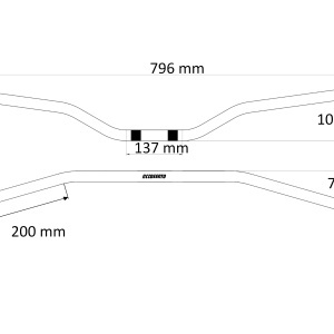 Homologated handlebars ACCOSSATO HBT052N Negru (diameter 22mm, length 796mm) - Img 2