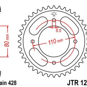 Kit de lant D.I.D Chain - Argintiu lant 428 VX, X-Ring, pinion fata JT, foaie spate JT pentru HONDA CBF 125 2009-2013 - Img 6