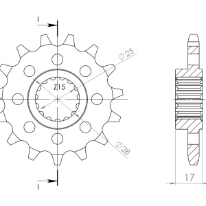 Kit de lant D.I.D Chain - Argintiu lant 525 ZVM-X, X-Ring, pinion fata SUPERSPROX, aluminiu foaie spate JT pentru DUCATI 1299 Panigale / S / R 2015-2018 - Img 3
