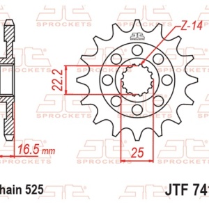Kit de lant D.I.D Chain - Auriu lant 525 VX, X-Ring, pinion fata JT cauciucat, foaie spate JT pentru DUCATI Hyperstrada 821 2014-2015 - Img 3