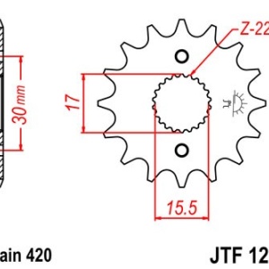 Kit de lant EK - Argintiu lant 420 DEH, Non-sealed, pinion fata JT, foaie spate JT pentru HONDA CRF 50 F 2004-2025 - Img 3