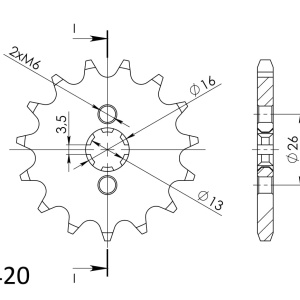 Kit de lant EK - Argintiu lant 420 DEH, Non-sealed, pinion fata SUPERSPROX, foaie spate SUPERSPROX pentru YAMAHA DT 80 MX 1983 - Img 3