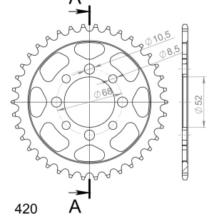 Kit de lant EK - Argintiu lant 420 SH, Non-sealed, pinion fata SUPERSPROX, foaie spate SUPERSPROX pentru KAWASAKI KLX 110 (R) 2010-2025 - Img 4