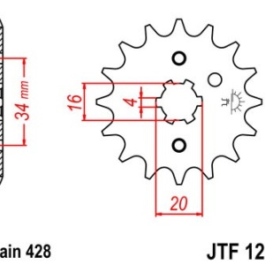 Kit de lant EK - Argintiu lant 428 DEH, Non-sealed, pinion fata JT, foaie spate JT pentru YAMAHA DT 125 LC 1984-1987 - Img 3