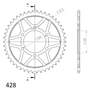 Kit de lant EK - Argintiu lant 428 SRO, O-ring, pinion fata JT, foaie spate SUPERSPROX pentru KAWASAKI BN 125 Eliminator 1998-2007 - Img 5