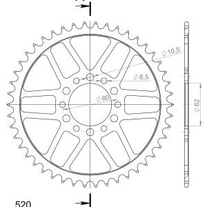 Kit de lant EK - Argintiu lant 520 H, Non-sealed, pinion fata JT, foaie spate SUPERSPROX pentru YAMAHA SR 250 1993-1996 - Img 5