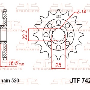 Kit de lant EK - Argintiu lant 525 SRO, O-ring, pinion fata JT cauciucat, foaie spate JT pentru DUCATI 848 2008-2010 - Img 3
