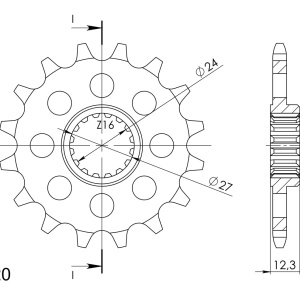 Pinion fata SUPERSPROX CST-1444:16 16T, 520 - Img 2