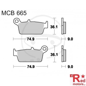 Placute frana fata SCOOTER TRW ALTN 74.9x36.1x9/74.9x36.19 MCB665 pentru
