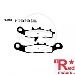 Placute frana fata STD EBC ALTN 119.55x26.10x7.1/94.54x94.54x7.80 FA258 pentru Kawasaki KX 80 R Kleinrad, 85, Suzuki RM 85