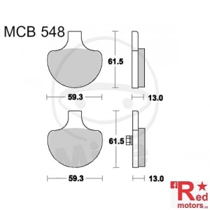 Placute frana fata STD TRW ALTN 59.3x61.5x13/59.3x61.5x13 MCB548 pentru Harley Davidson FLH 1340, FLHR 1340, FLHTC 1340, FLSTSB 1584, FXDL 1340