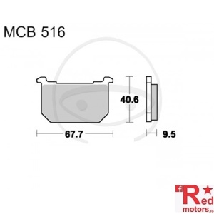 Placute frana fata STD TRW ALTN 67.7x40.6x9.5 MCB516 pentru Kawasaki GPZ 1100 B, GT 750, Z 250, Z 400, Z 550, Z 750