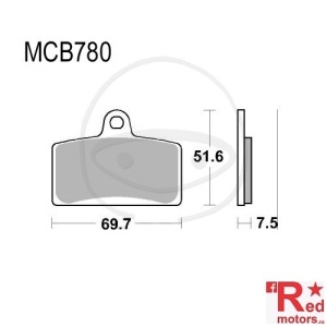 Placute frana fata STD TRW ALTN 69.7x51.6x7.5 MCB780 pentru Aprilia RS4 50, RS4 125 4T, Derbi GP1 125, Motorhispania KN1 125, Peugeot NK7 50